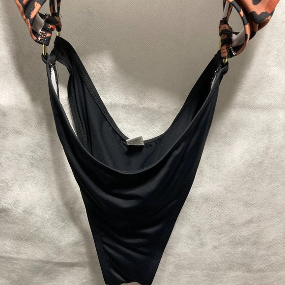 Leopard Cheetah Swimsuit Monokini  Swimwear Women One-Piece Metal Rings Medium - Picture 9 of 14